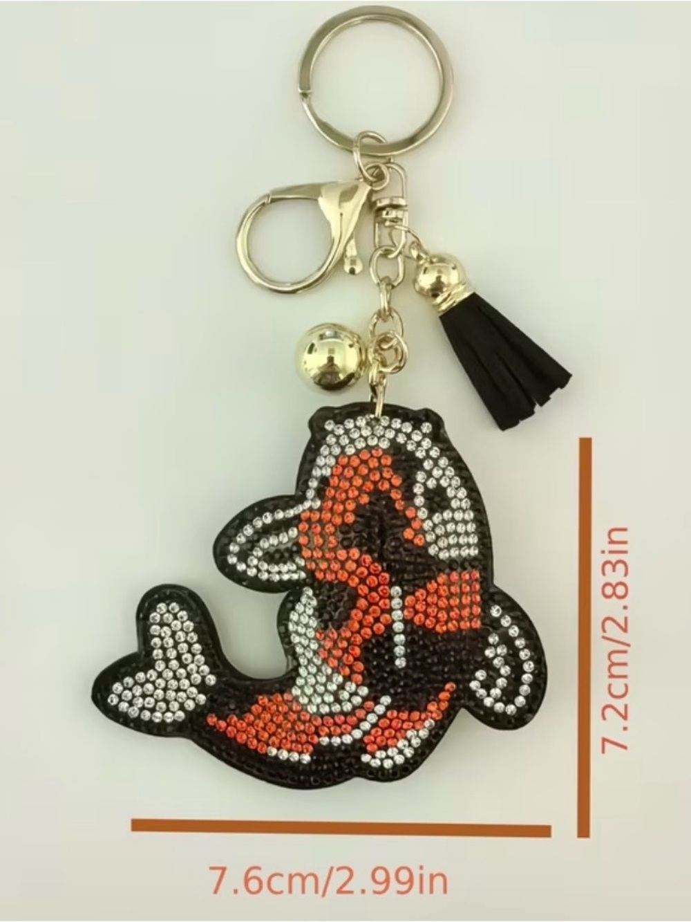 $42.00- Black Orange Crystal Koi Fish Bag Charm Keychain